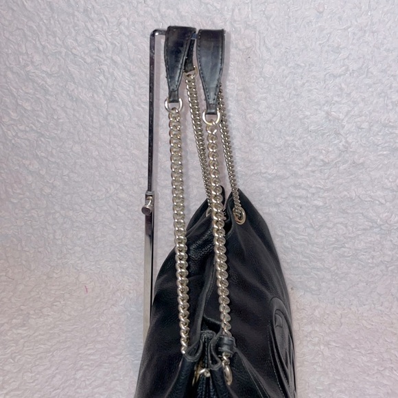 Gucci Interlocking G Soho Chain Large Shoulder Bag Purse Black Rare all Leather - Picture 5 of 17
